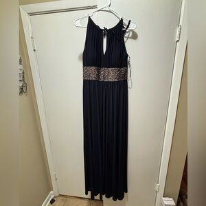 R&M Richards Navy Sleeveless Evening Dress